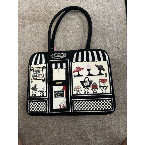 Vintage Lulu Guinness Black Handbag Department Store Glasses Purses Shoes Hats - Picture 9 of 15